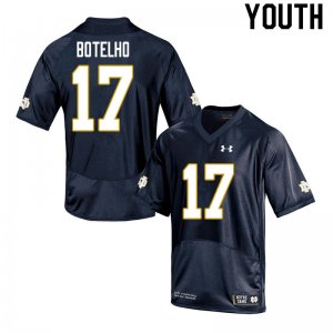 Notre Dame Fighting Irish Youth Jordan Botelho #17 Navy Under Armour Authentic Stitched College NCAA Football Jersey MQX1099MC